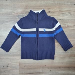 Zip Up Mock Neck Striped Toddler Sweater